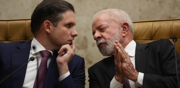 2.fev.2026 - Hugo Motta, presidente da Câmara, e Lula na abertura do ano judiciário no STF