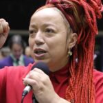 A deputada federal Daiana Santos (PCdoB-RS) no plenário