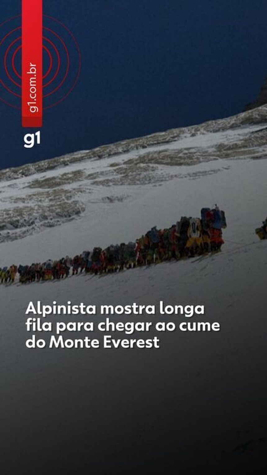 VÍDEO: alpinista registra longa fila para chegar ao cume do Everest