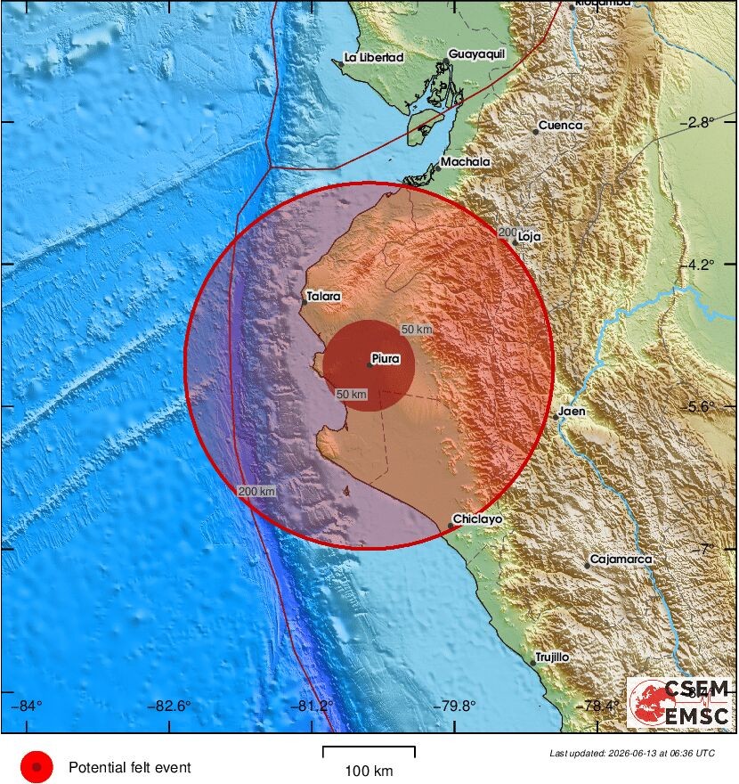 Terremoto de magnitude 5,5 atinge fronteira entre Peru e Equador