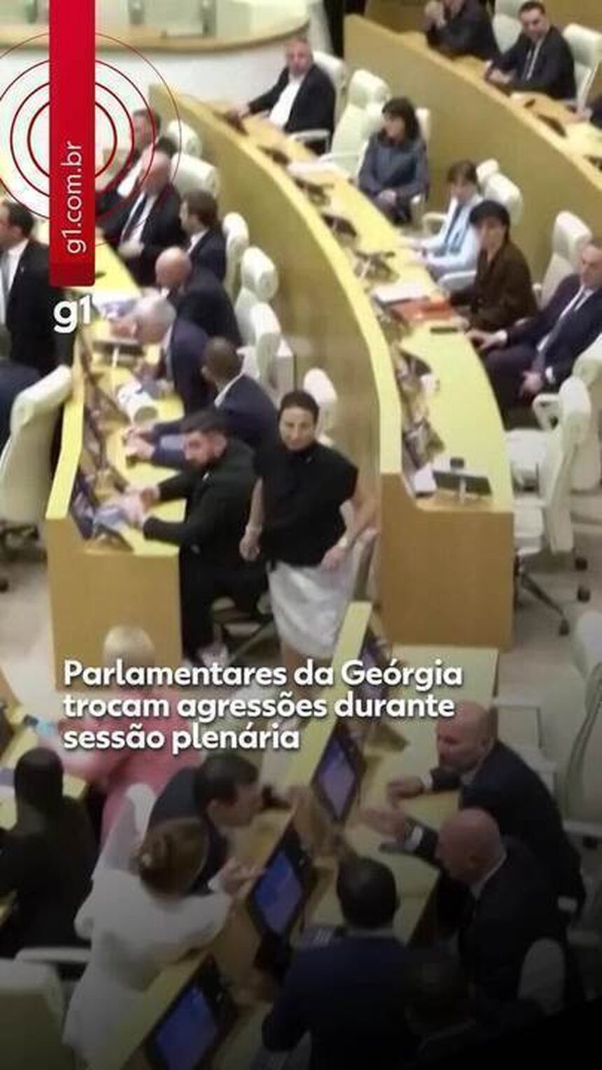 VÍDEO: Deputados trocam socos durante sessão no Parlamento da Geórgia
