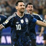 Messi, da Argentina, comemora gol contra a Jordânia na Copa do Mundo