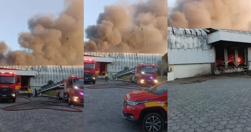 Vídeo: incêndio de grandes proporções atinge fábrica da Colcci em SC